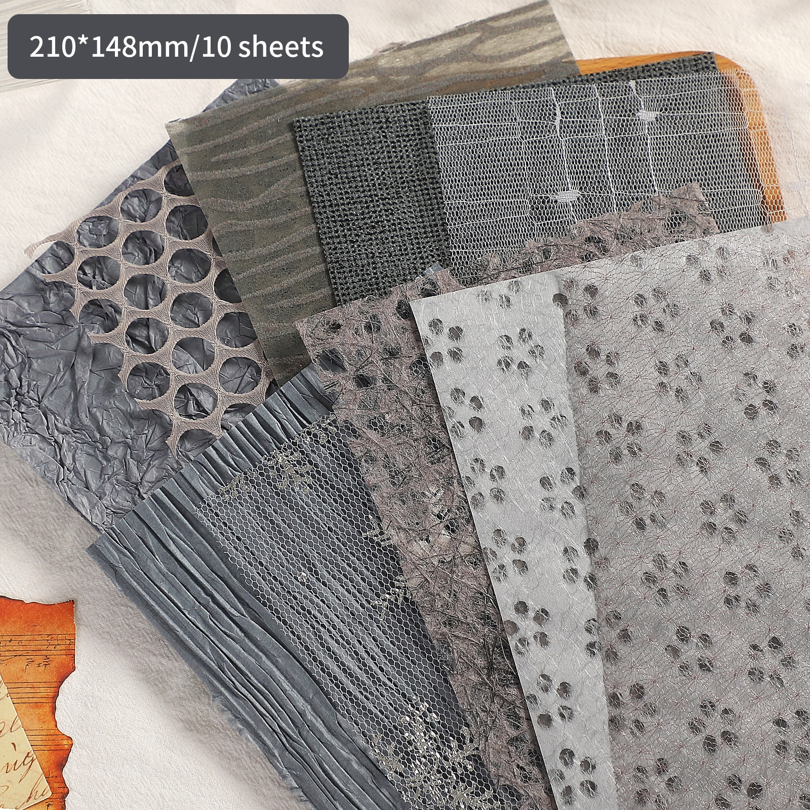 Journalsay 10 Sheets A5 Creative Mixed Special Material Paper Gauze Mesh Hollow Journal Decoration Memo Pad