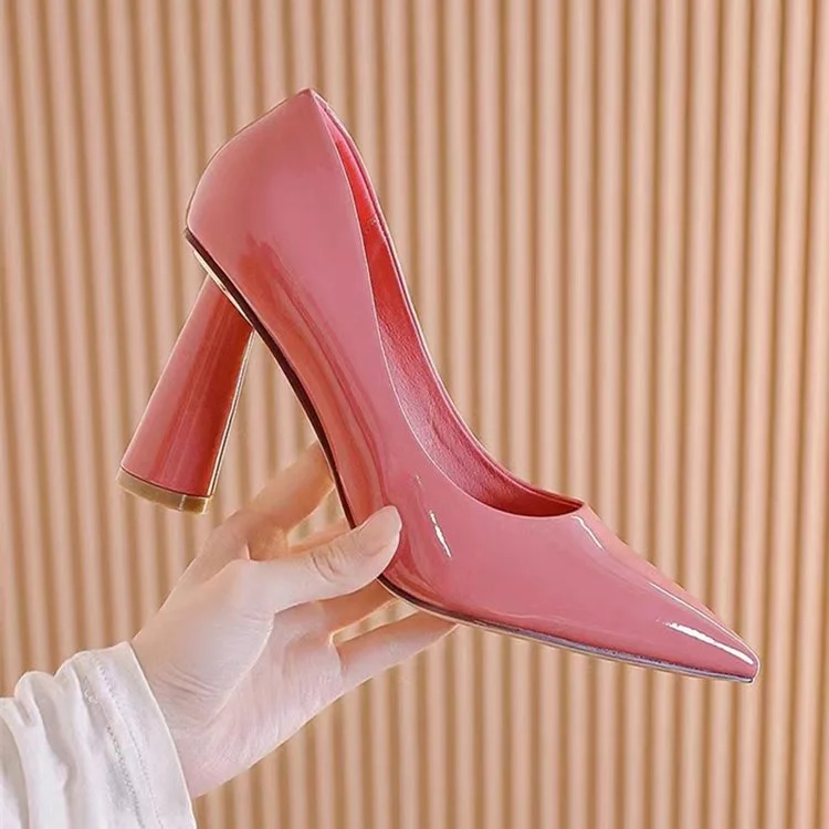 Yyvonne Famous Single Shoe Women In The Summer Of 2025 New Shallow Thick Heel Women's Shoes Temperament Tip-Tip High-Heeled Shoes