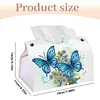 Blue Butterfly DIY PU Diamond Painting Tissue Box Kit Desktop Tissue Holder with Rhinestone Diamond Desk Decorative Tissue Box for Adults Desktop Storage Organizer