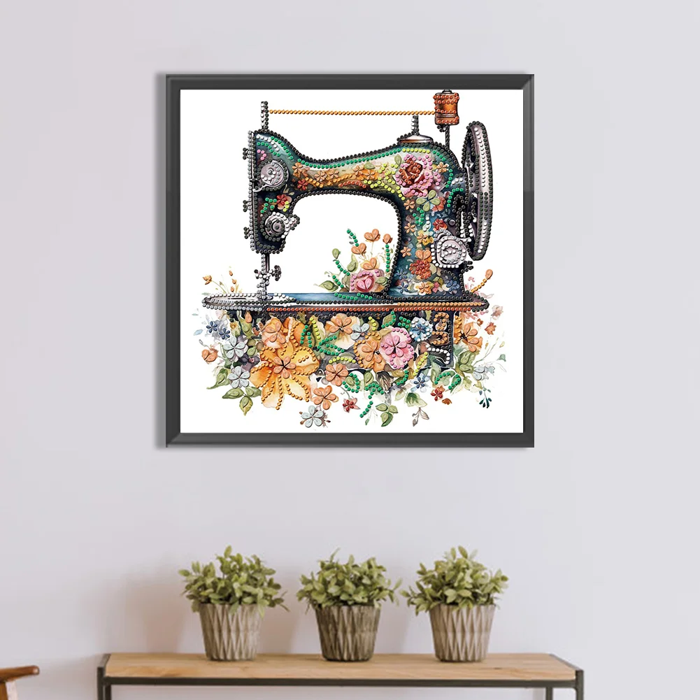 Diamond Painting - Partial Special Shaped Drill - Sewing Machine(Canvas|30*30cm)