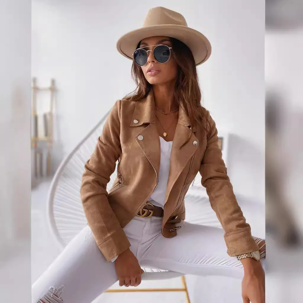 Women's Faux Suede Moto Jacket