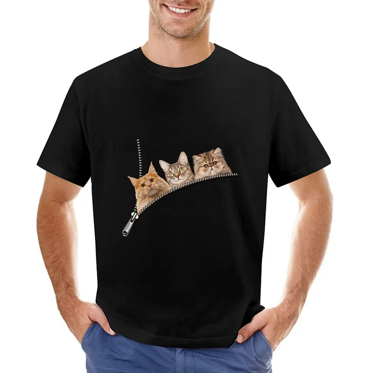 Cat Cute T-shirt &Agrave; Manches Courtes Gildan Pour Homme