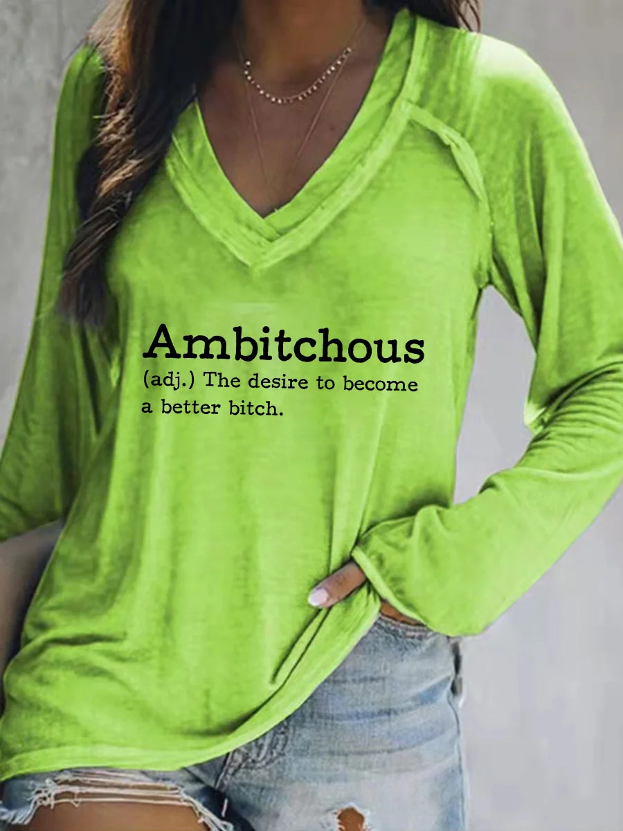 Ambitchous V-neck Long Sleeve T-shirt