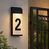 Solar Lighted House Numbers Luminous Outside Address Sign Smart Sensor Automatic LED Illumination Lamp Auto On/Off Villa Courtyard Number Plate Light Outdoor Doorplate Number Indicator