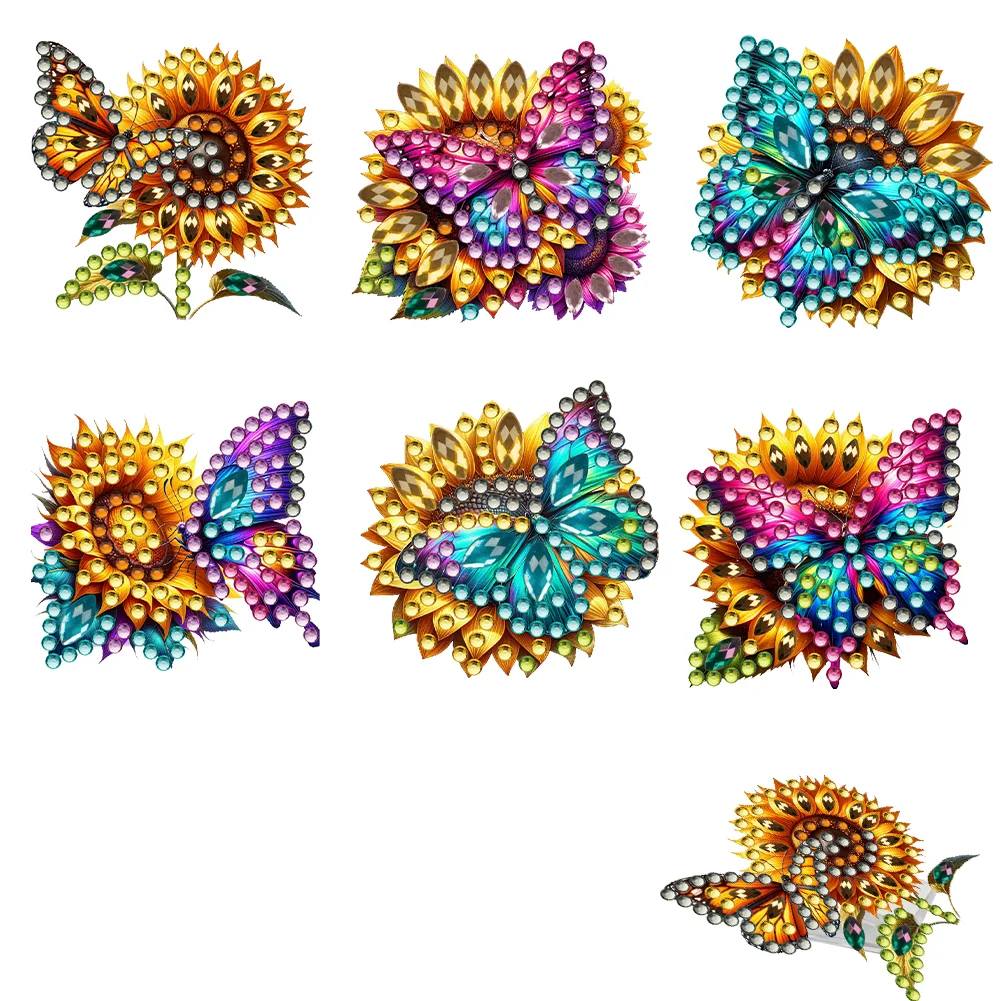 6Pcs Sunflower Buttefly Acrylic Diamond Painting Self Adhesive Clips for Poster Photo Light