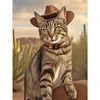 Diamond Painting-DIY Full Round Drill Cowboy Cat