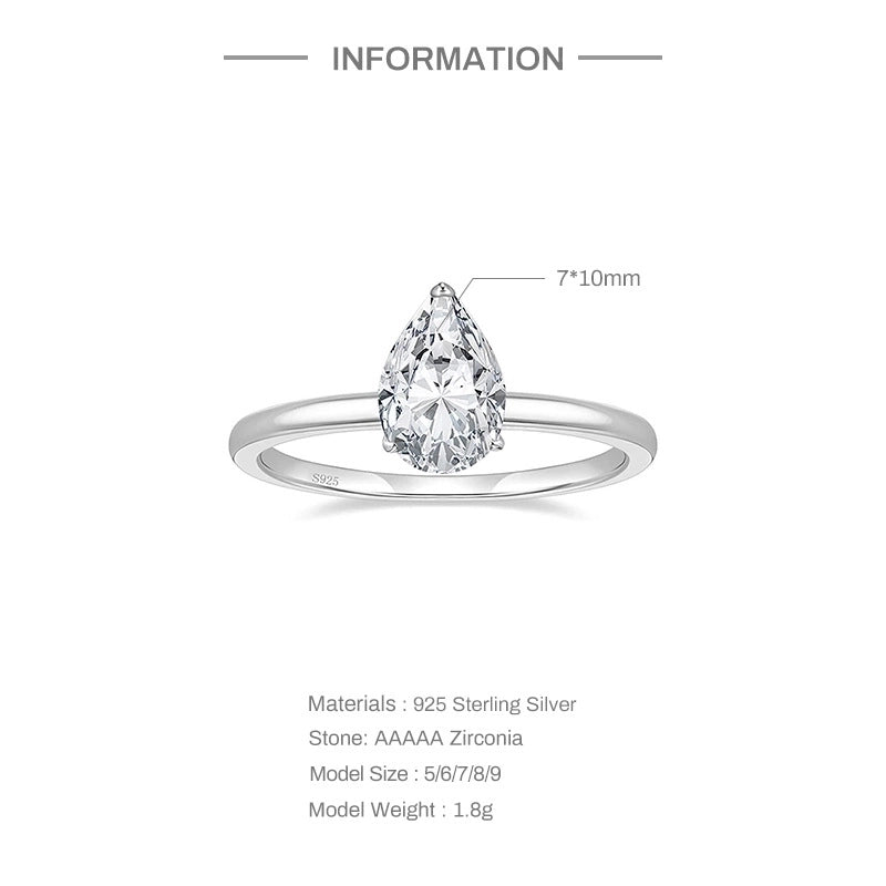 Sterling Silver Zircon Geometric Rings