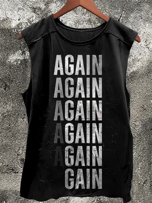 Men's Again And Gain Art Printed Tank Top