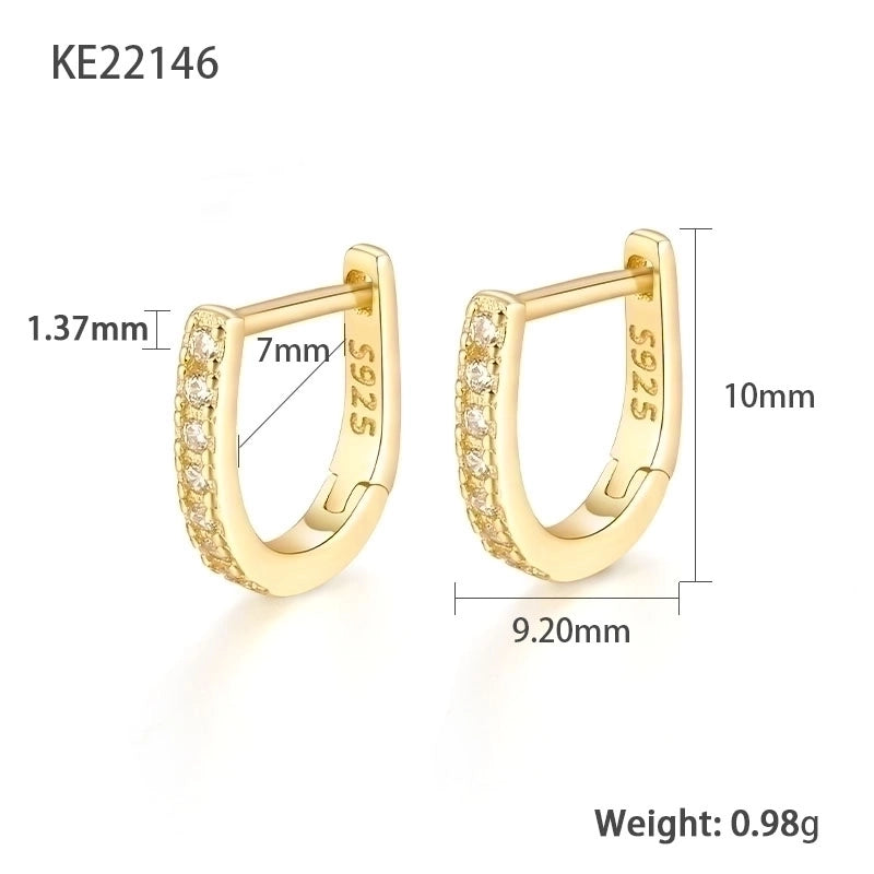 1 Pair White Gold Plated Gold Plated 925 Sterling Silver Zircon Geometric Earrings