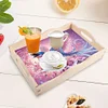 (US Local)Diamond Painting Wooden Serving Tray Diamond Art Dining Plate (Flower Bird)