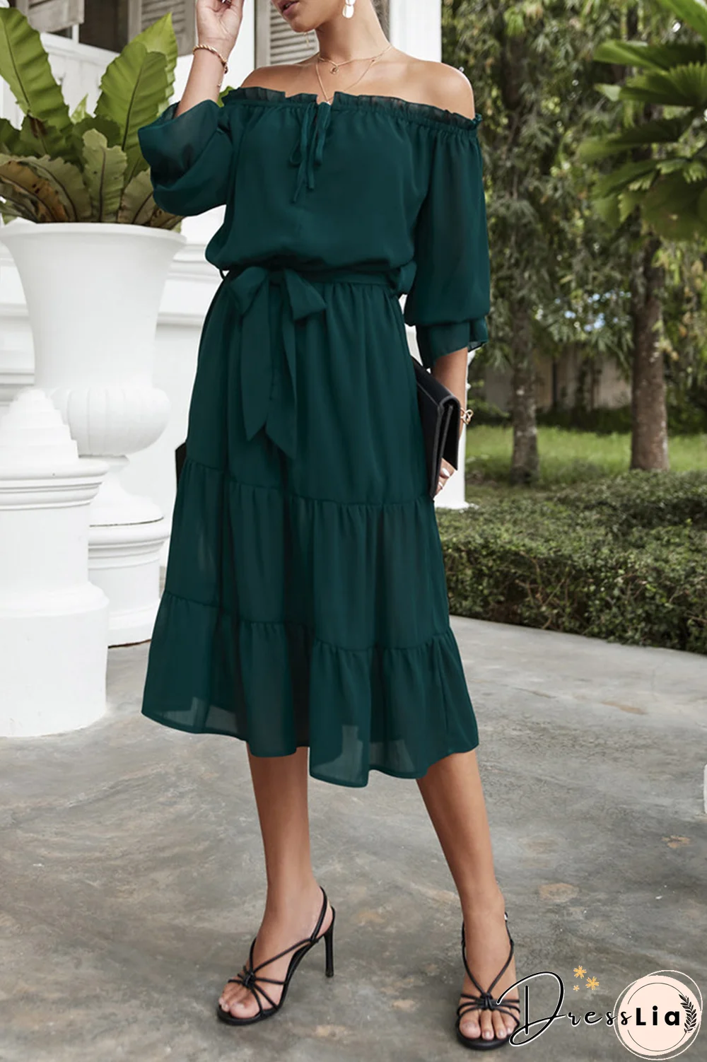 Casual Solid Split Joint Off The Shoulder Straight Dresses(3 Colors)