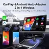 2 in 1 Wireless CarPlay Android Auto Adapter Plug & Play for Factory Wired Cars