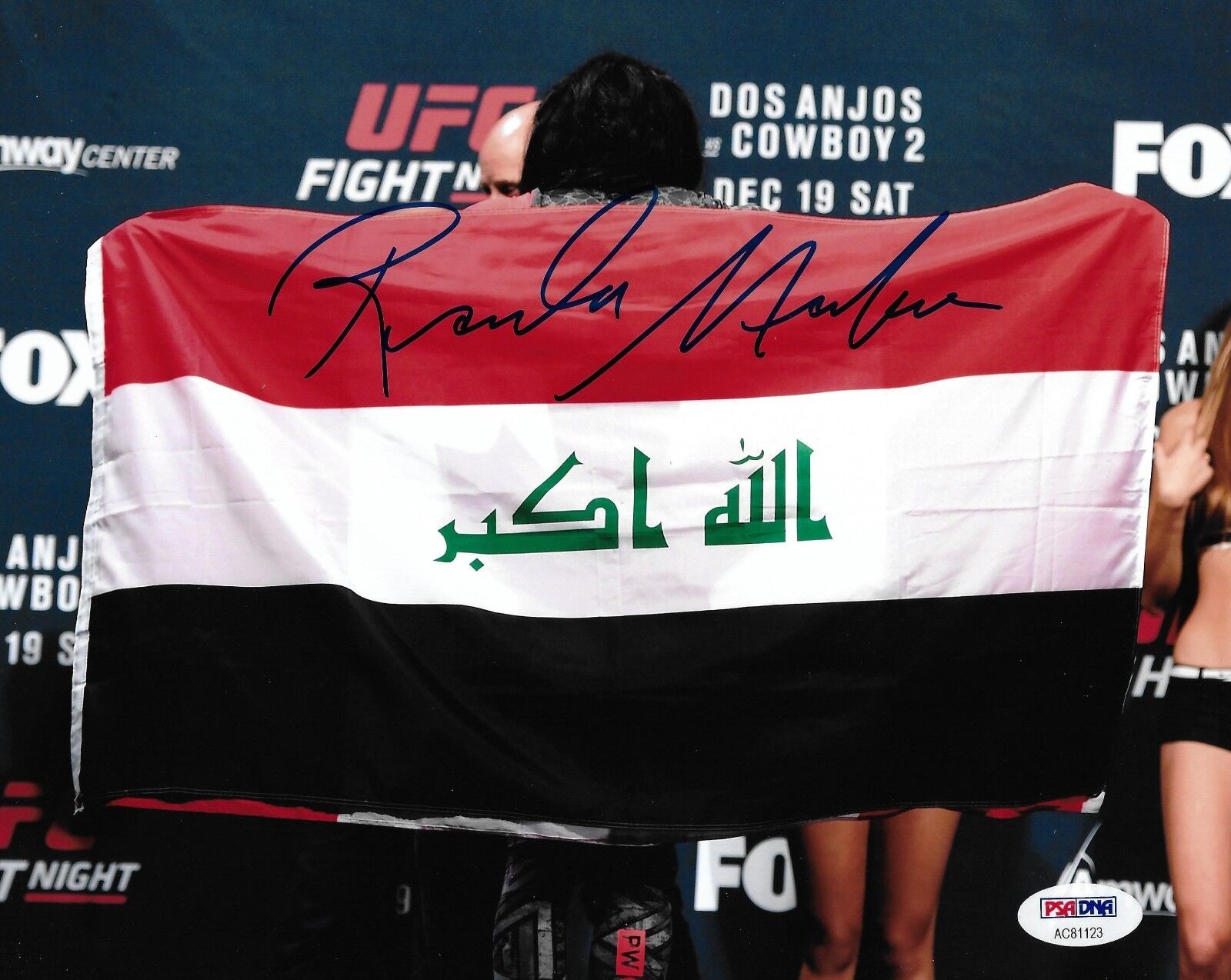 Randa Markos Signed UFC 8x10 Photo Poster painting PSA/DNA COA Autograph Picture w/ Iraqi Flag 1