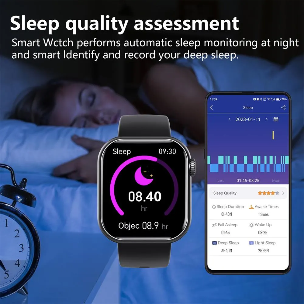 Blood Pressure Blood oxygen Sleep Monitoring Waterproof Smartwatch