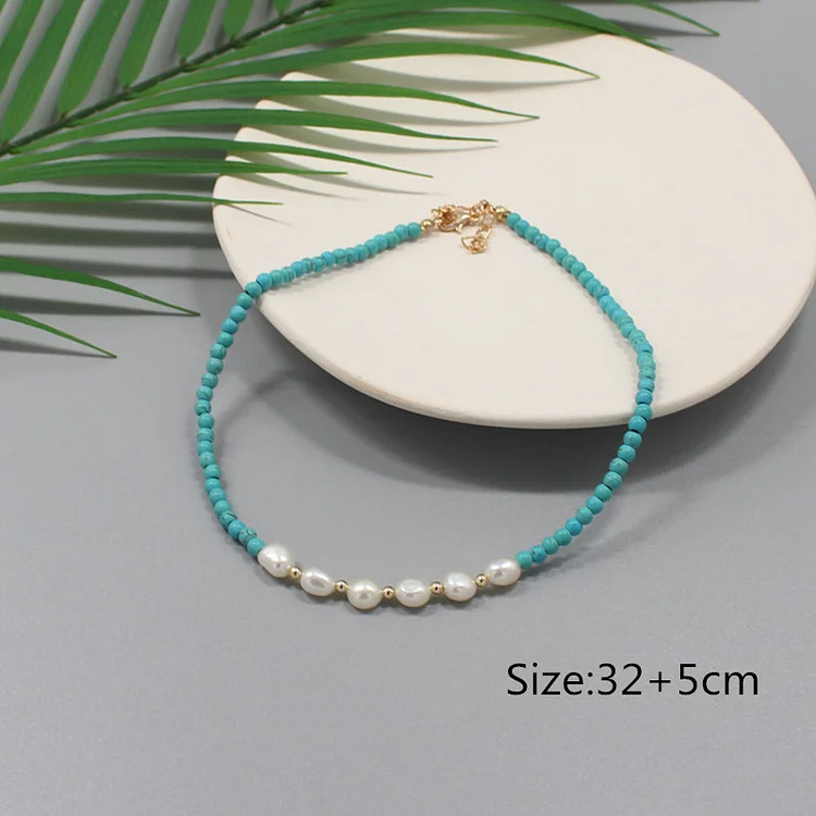 Shell Letter Beads Necklace Women Natural Fresh Water Baroque Irregular Pearl Love Layered Gold Chain Vintage Choker Jewelry