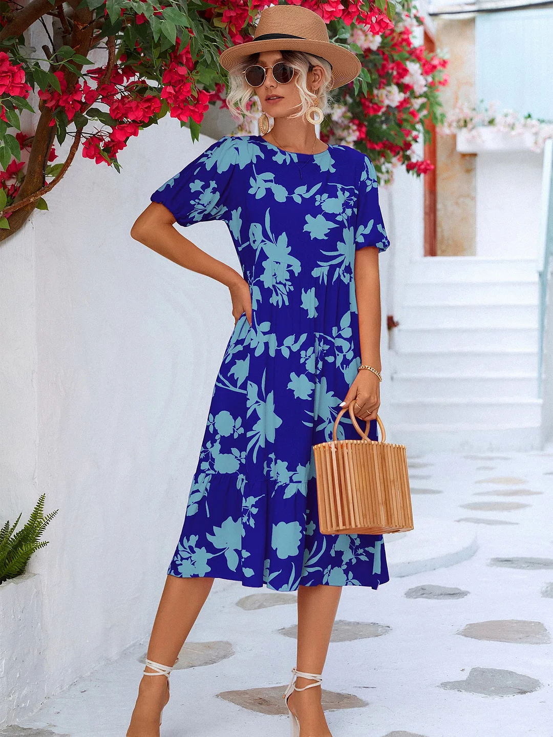 Uveng Classic Versatile Puff Sleeve Printed Dresses