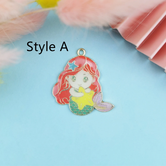 10Pcs Cartoon Mermaid Tail Charm Pendant Shell Charm Bracelet DIY decoration Earrings Necklace Keychain DIY
