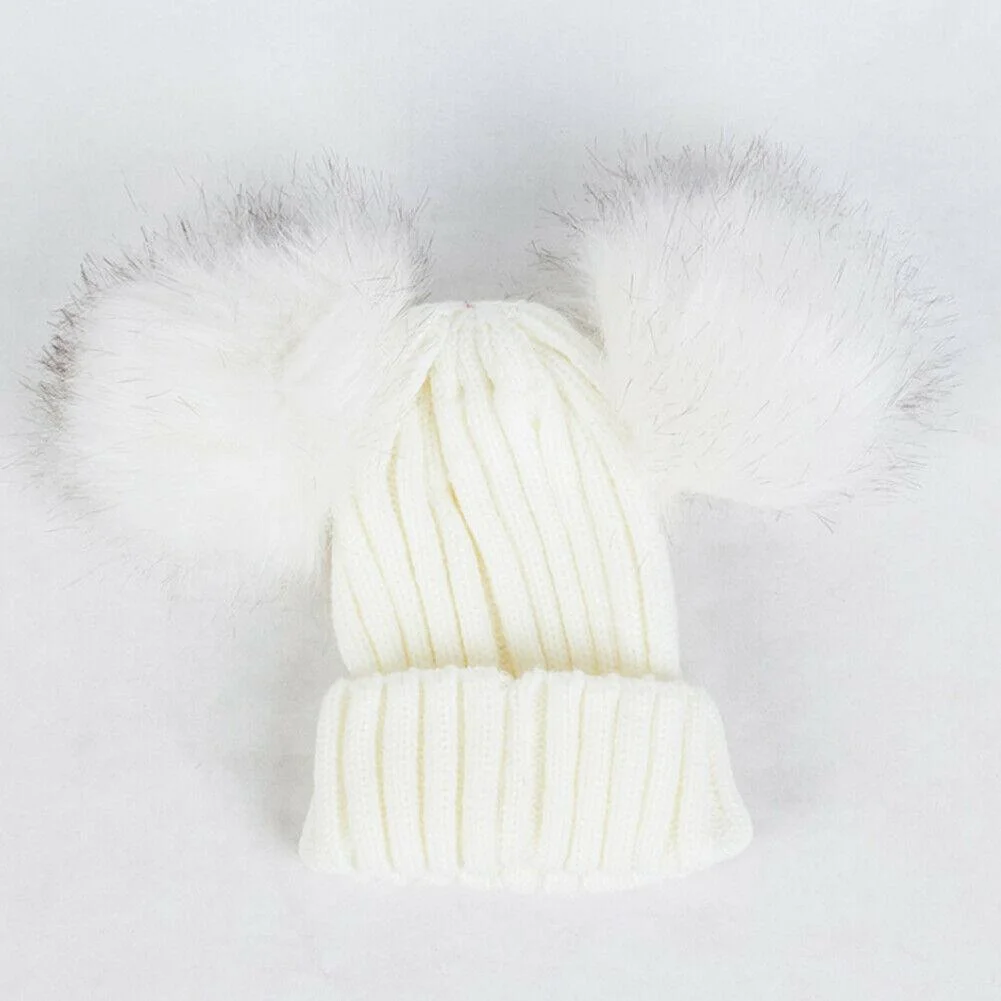 2020 Baby Stuff Accessories Toddler Kids Girl Boy Baby Infant Winter Warm Crochet Knit Hat Fur Balls Beanie Cap