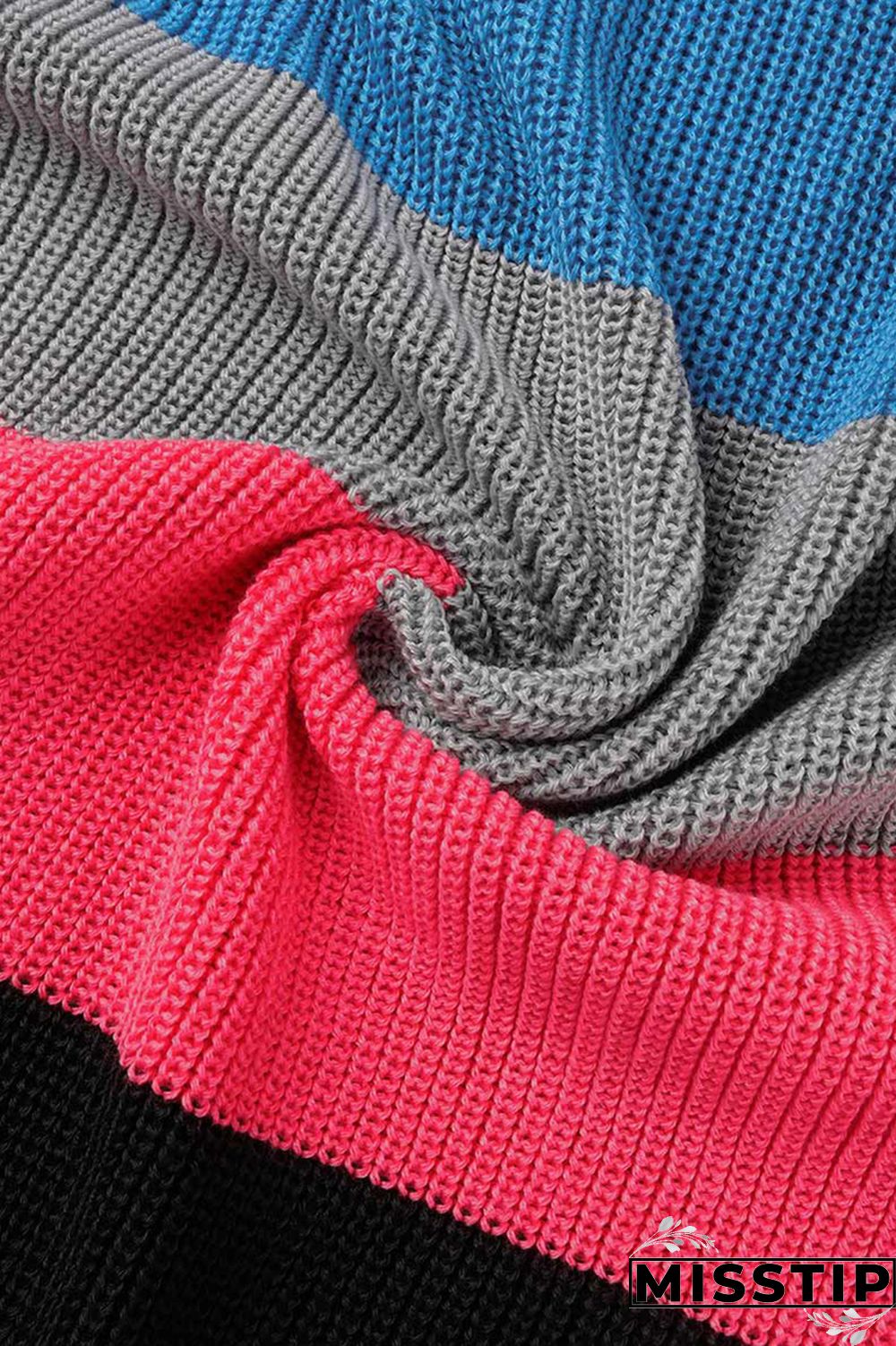 Blue Plus Size Daily Striped Cardigan