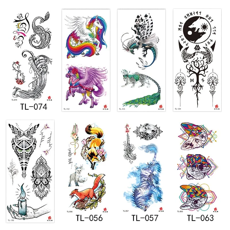 Flower arm waterproof tattoo stickers half arm painted animal durable waterproof European and American temporary tattoo stickers