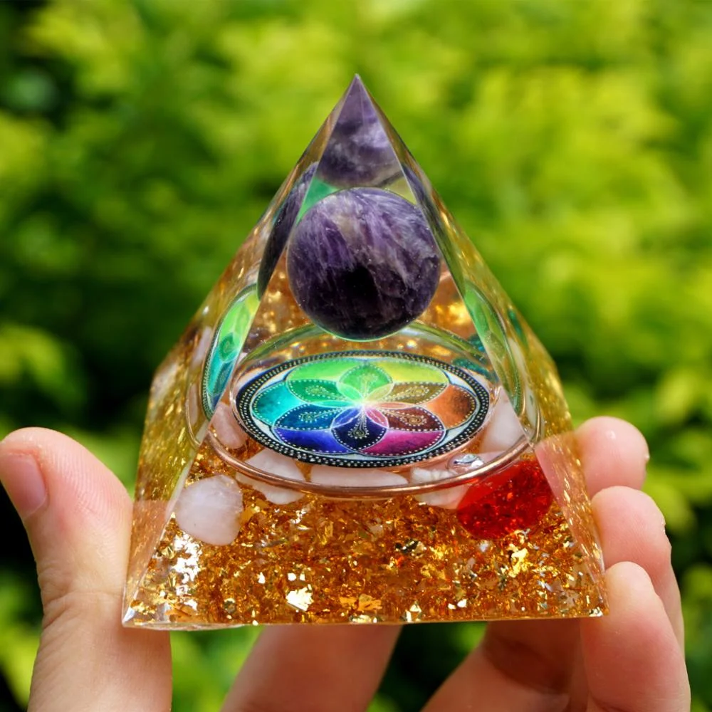 Amethyst Sphere Blue Red Quartz Chakra Pyramid