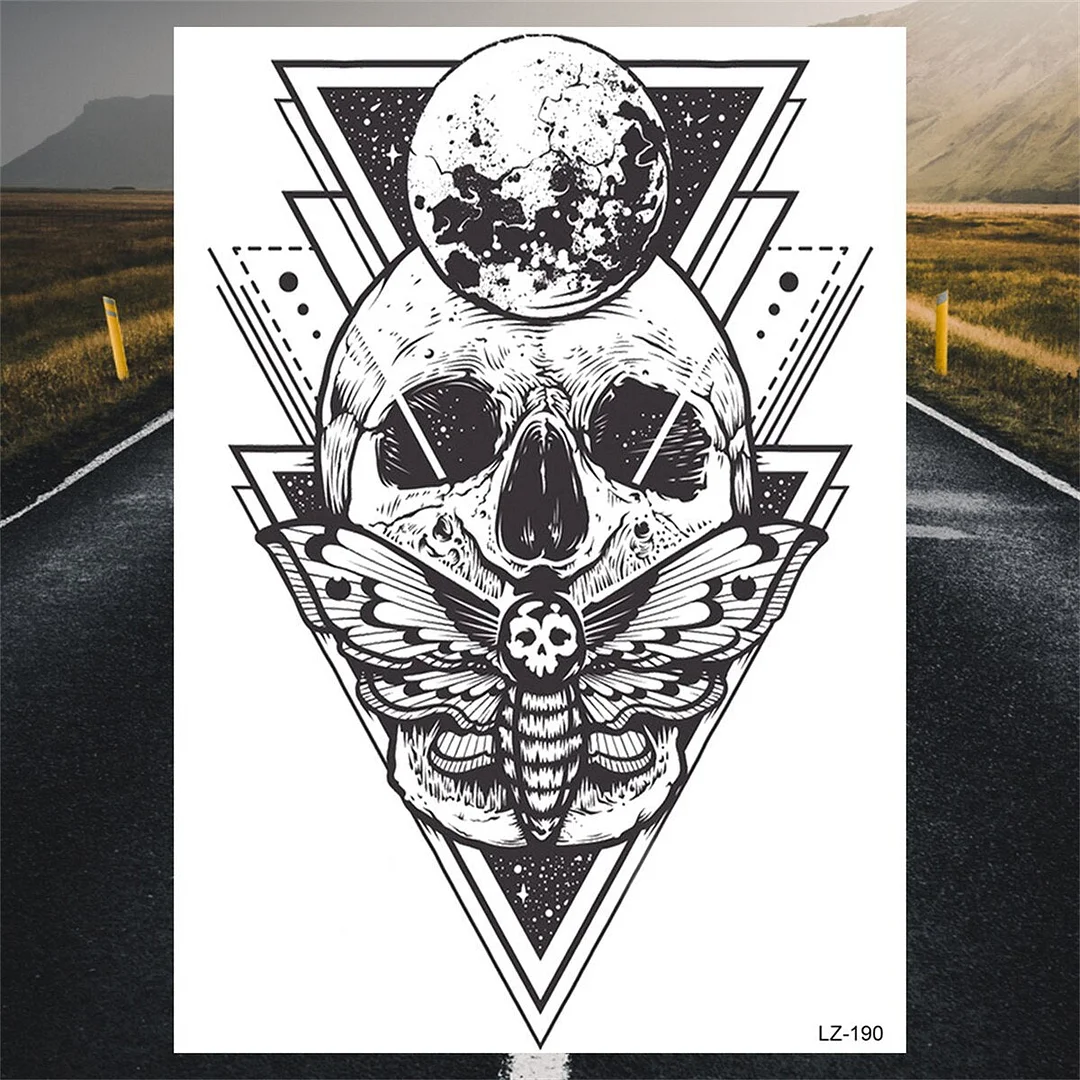 Black Skull Warrior Temporary Tattoos For Men Boys Realistic Winged Lion Spartan Fake Tattoo Sticker Arm Body Tatoos Paste