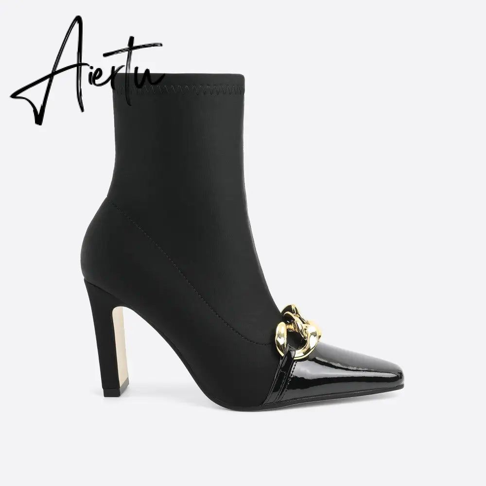 Women Chains Decor Heeled Boots mysite