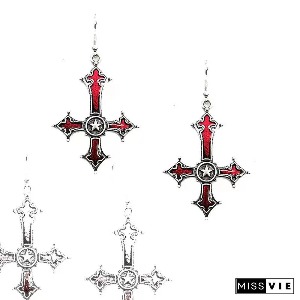 Halloween Gothic Cross Earrings Ear Clip