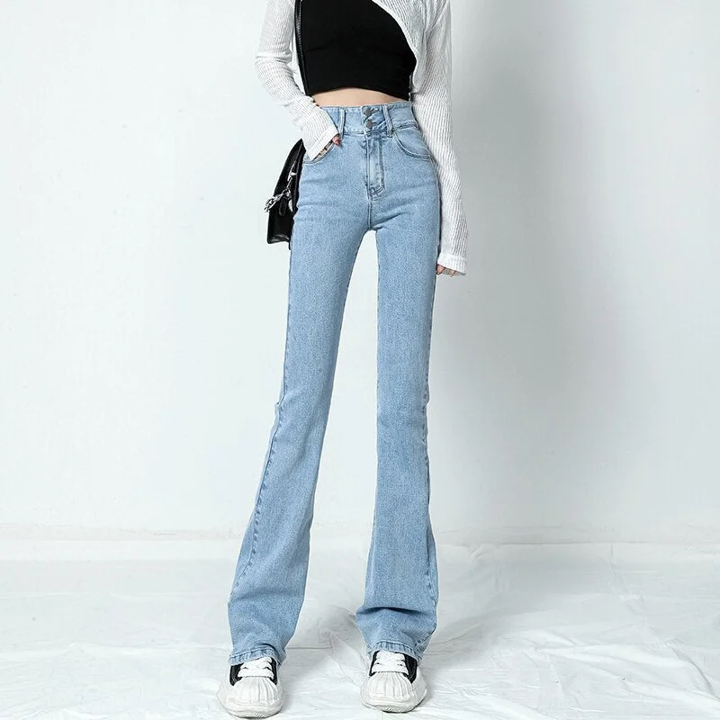 ZOENOVA 2022 New  Flared Jeans Women Sexy Hip Lift High Waist Stretch Denim Pencil Pants Washed Slim Skinny Y2K Female Trousers