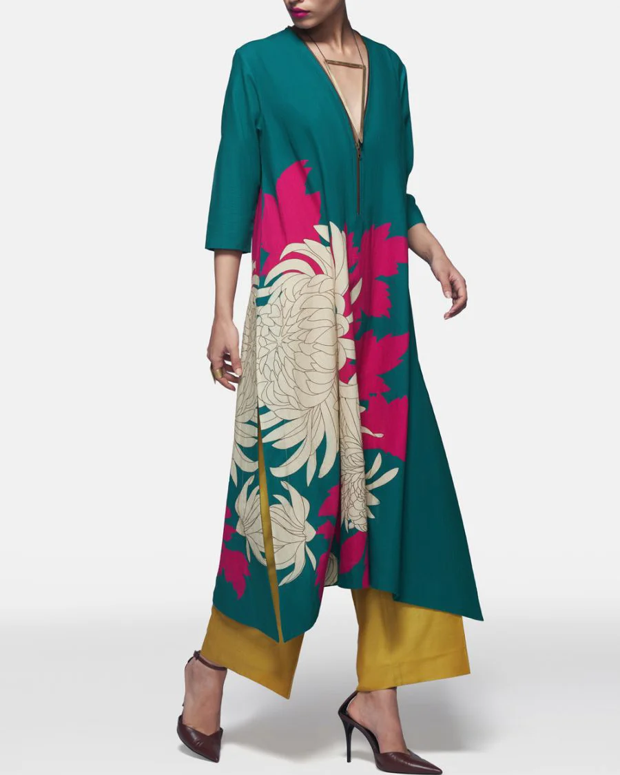 V-neck irregular hem dress