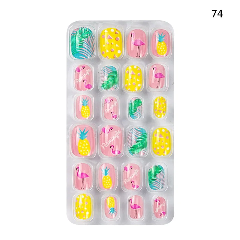 Children Adult 24 Fake Nails Christmas Cartoon Pattern Boxed Children Simple Wear-resistant Finished Full Covering Nail Sticker