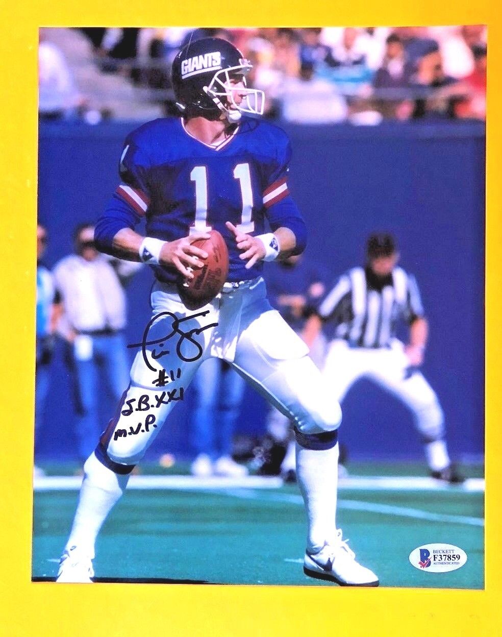 PHIL SIMMS SIGNED 8X10 W/SBMVP INSCRIPTION NEW YPRK GIANTS Photo Poster painting BECKETT CERTIFI