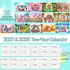 Cartoon Diamond Art Monthly Flip Tabletop Calendar January 2027 - December 2028 Small Desktop Calendar Planner 24 Months for Living Room Bedroom Office Desk Gift Giving