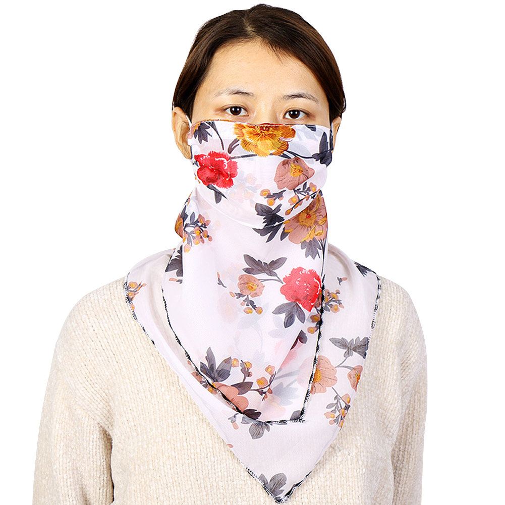 Women Chiffon Cycling Face Cover Sun Protection Floral Triangle Scarf (3) от Cesdeals WW