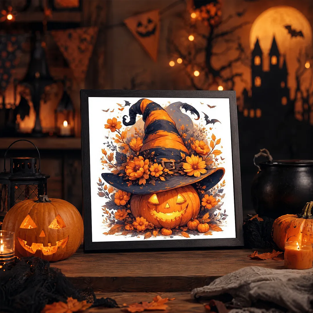 Halloween D Full DIY 5D Square Drill Diamond Dots Paintings Picture Arts Craft 13.78x13.78Inch Crystal Art Paint by Diamond Diamond Crystal Rhinestones Painting Kits for Adults Beginner Home Wall Deco