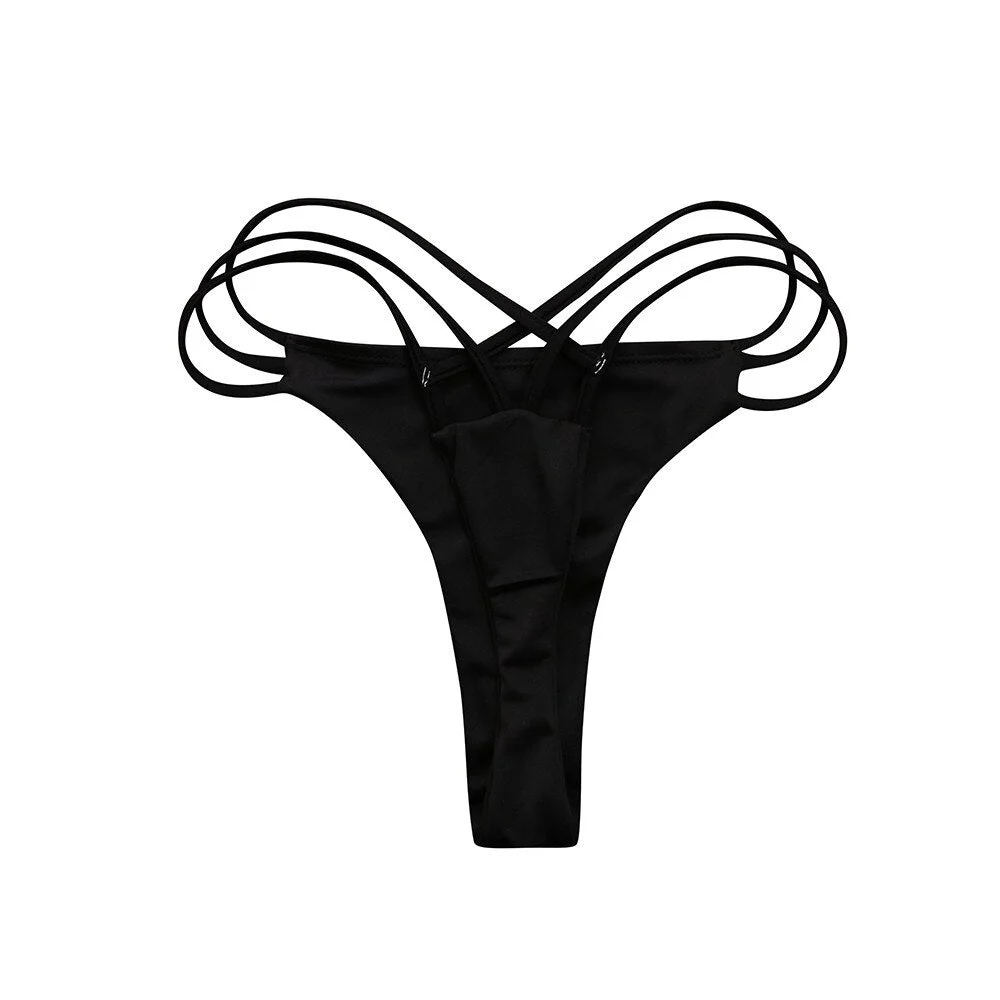 Women Sexy Swimsuit Bottoms G-string Bikini Swimwear Cheeky Hollow Out Panties V Swim Trunks Swimwear Bandage Mini Thong Bikini