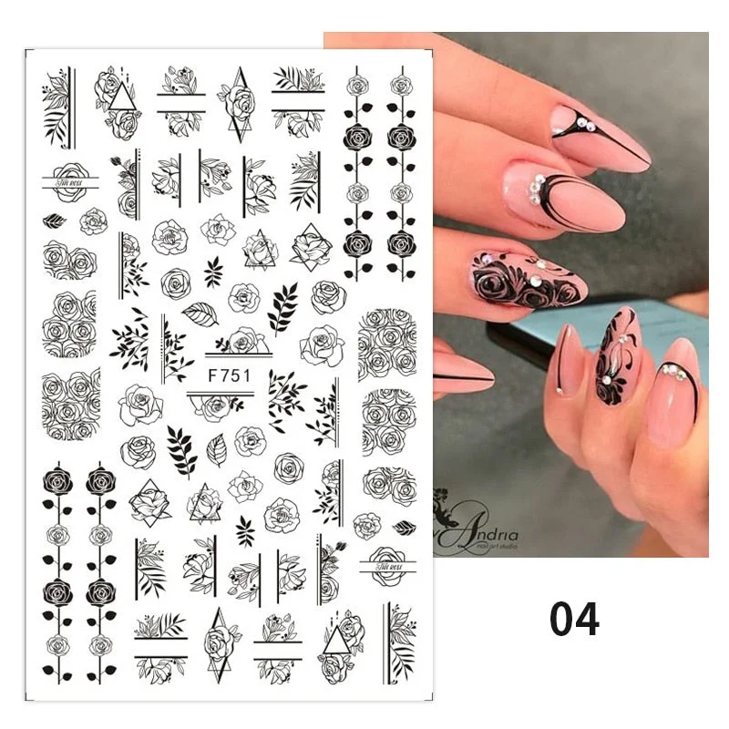 1PC Abstract Face Pattern 3D Nail Stickers Summer Autumn Lady Image Flower Leaves Sliders Decals For Nails Decoration Manicures