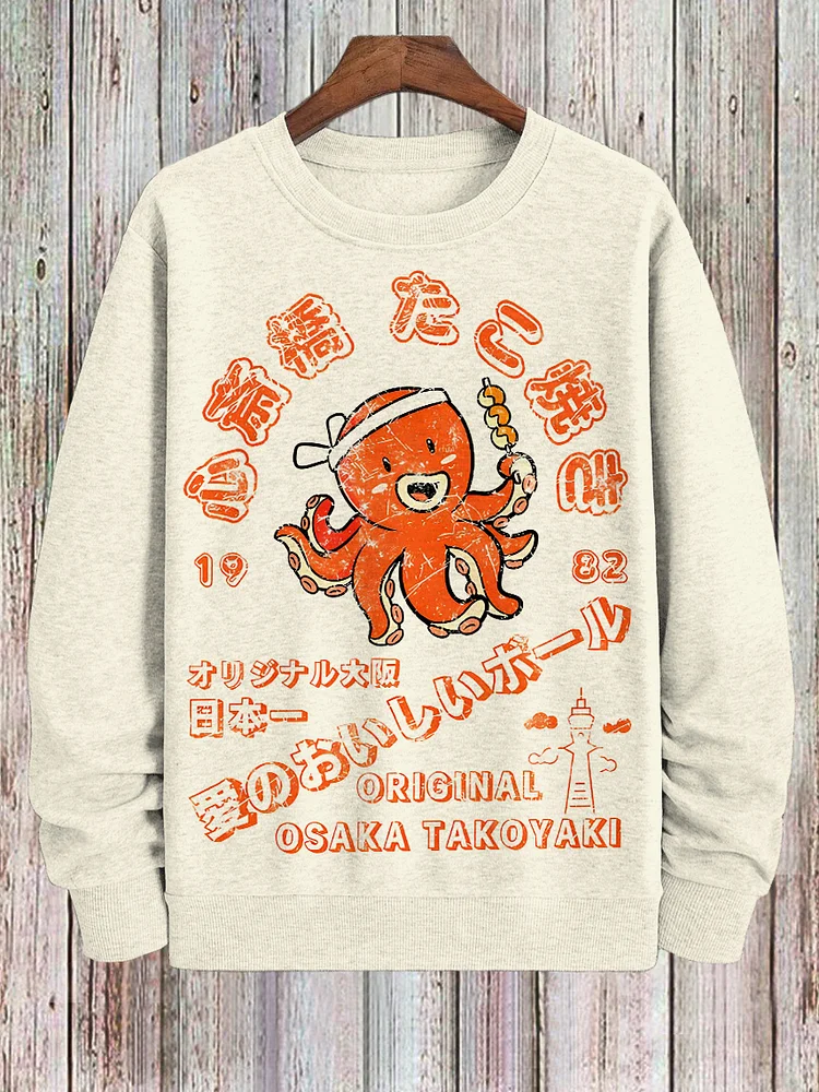 Men's Original Osaka Takoyaki Print Cotton Casual Sweatshirt