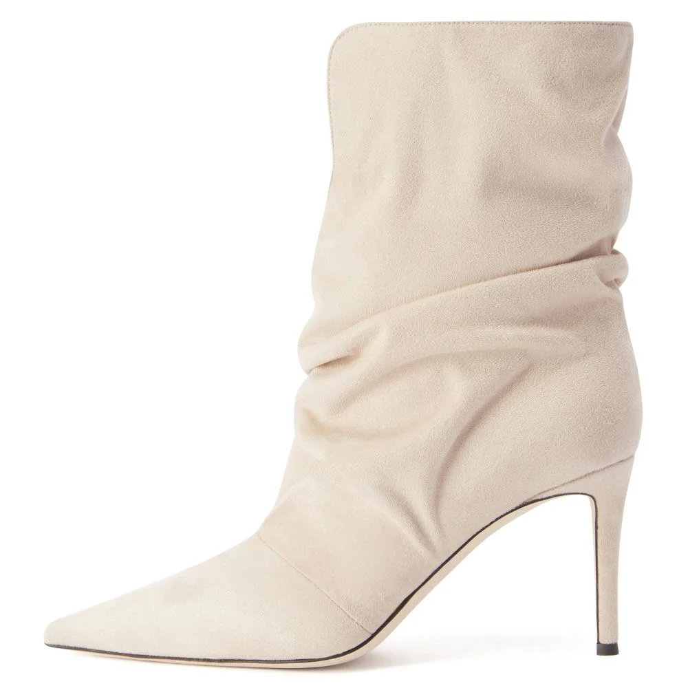 White Suede Boots Soft Comfort Ankle Boots
