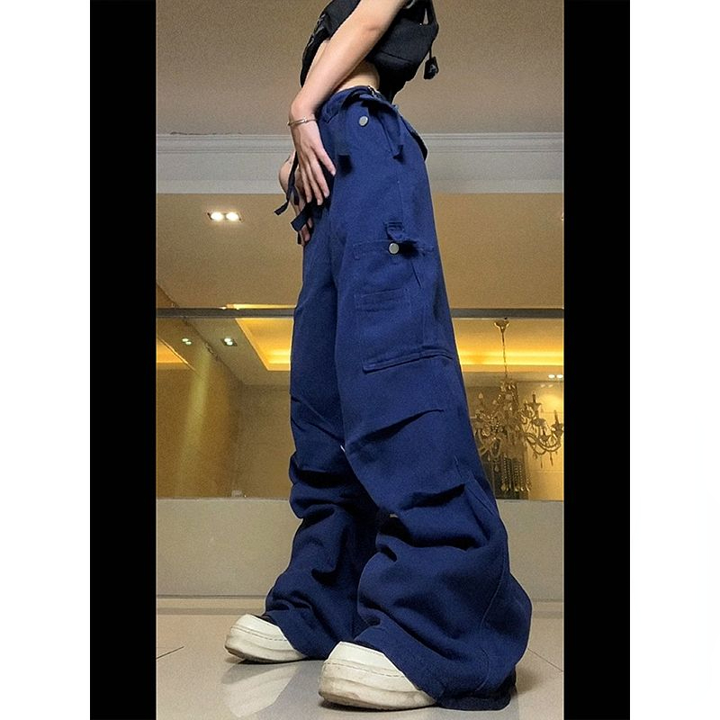 Mayfirstrecord Cargo Pants Y2k High Street Leisure National Tide Original American Retro Street Overalls Loose Straight Mop Harajuku Pants Long