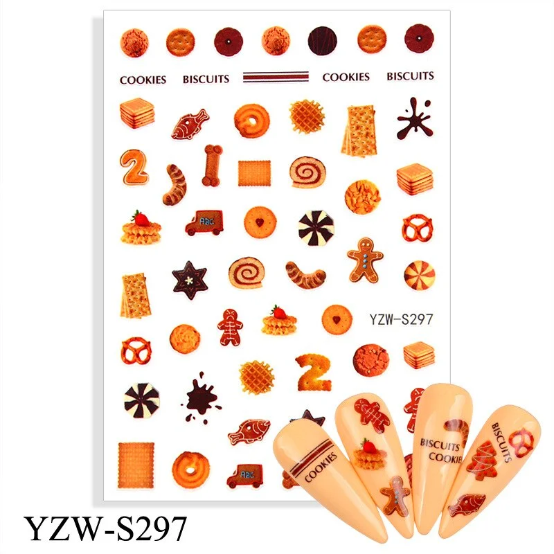 Churchf 1pcs Autumn Winter Nail Sticker Robin Snow Flower New Year Halloween Christmas 3D Decals Nail Art Design Decor Accessories-Nail Inspo