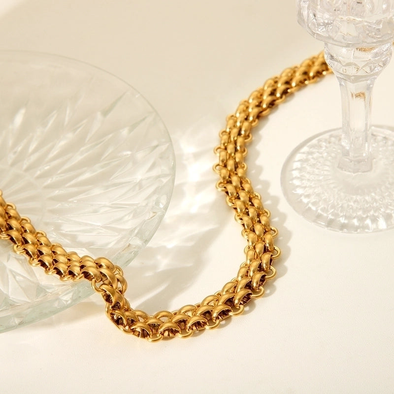 Classic Style Solid Color 304 Stainless Steel Titanium Steel 18K Gold Plated Necklace