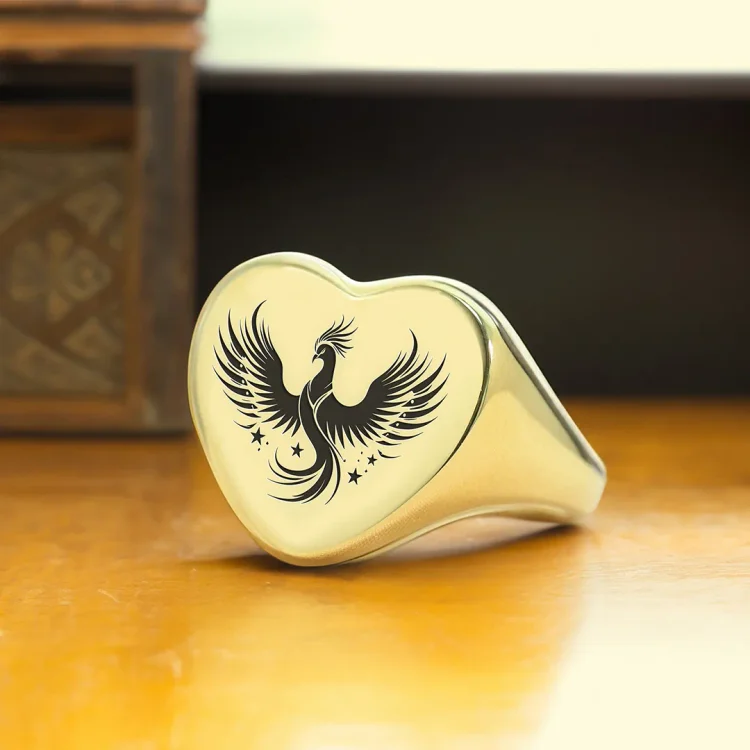 Rise From Ashes Heart Phoenix Ring
