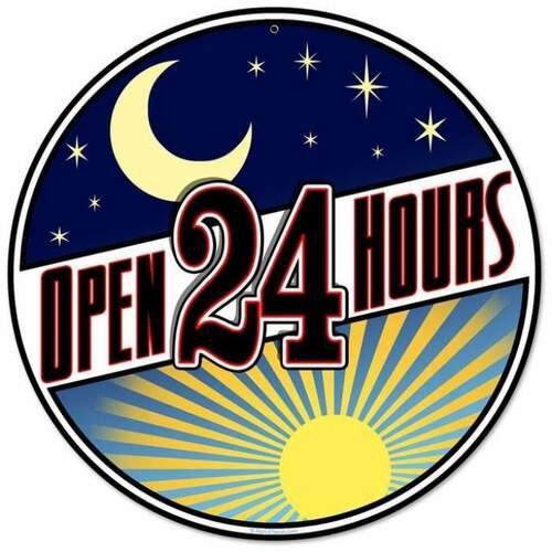 Open 24 hours- Round Shape Tin Signs/Wooden Signs - 30*30CM