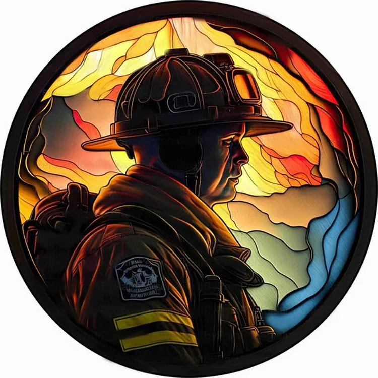 Firemen Glass Painting 30*30CM(Canvas) Full Round Drill Diamond Painting gbfke