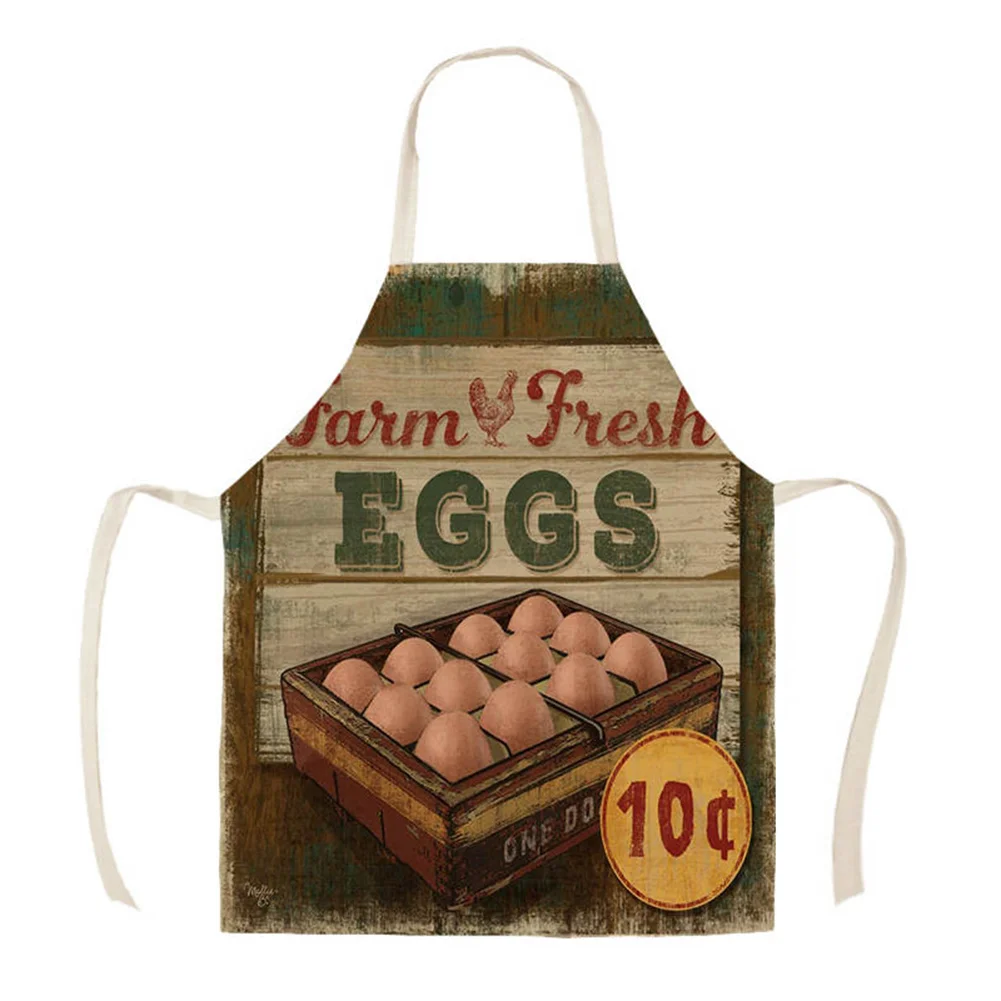 Linen Print Apron - Letter - 68x55cm