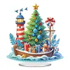 DIY Christmas Boat Lighthouse Acrylic Diamond Painting Desktop Ornaments