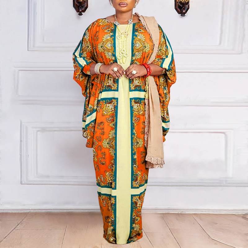 Women Bohemian Maxi Long Dress Elegant Party Maxi Dress 2022 VONDA Summer Long Sleeve Vintage Printed Holiday Vestidos Femme 4#
