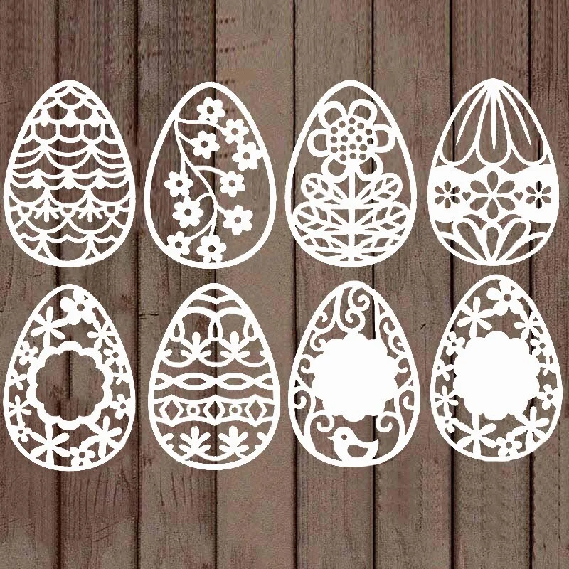 8pcs Eggs With Patterns Metal Cutting Dies For DIY Scrapbook Cutting Die Paper Cards Embossed Decorative Craft Die Cut New