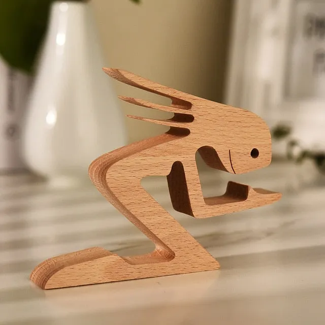 Carving Wooden Ornament Decorations Wood Dog Figurines Home Decor Dog Statue Women Miniature Home Decoration Crafts Office Table